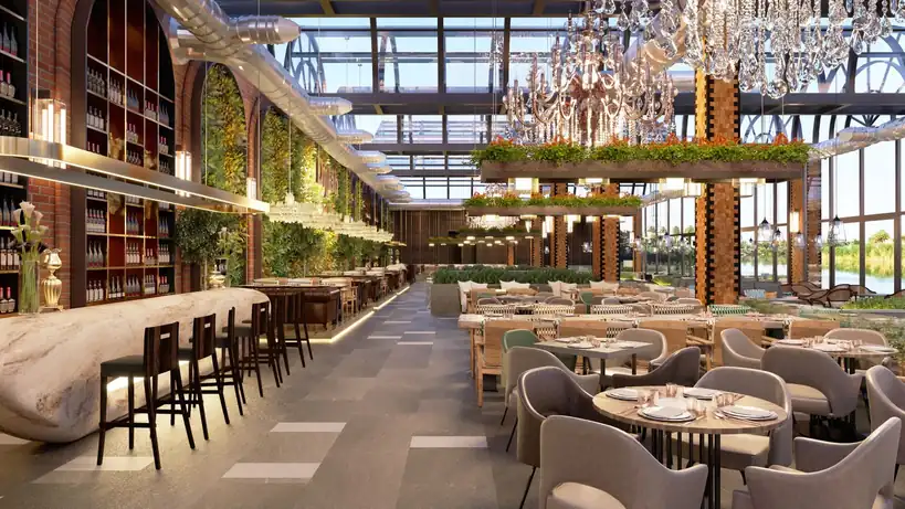 Signature Restaurant interior with elegant chandeliers